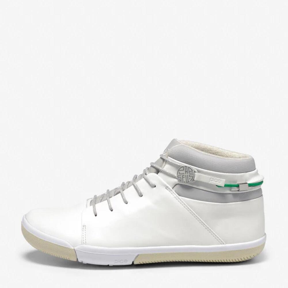 PLAE Abra Unisex White Leather Waterproof High Top Sneakers